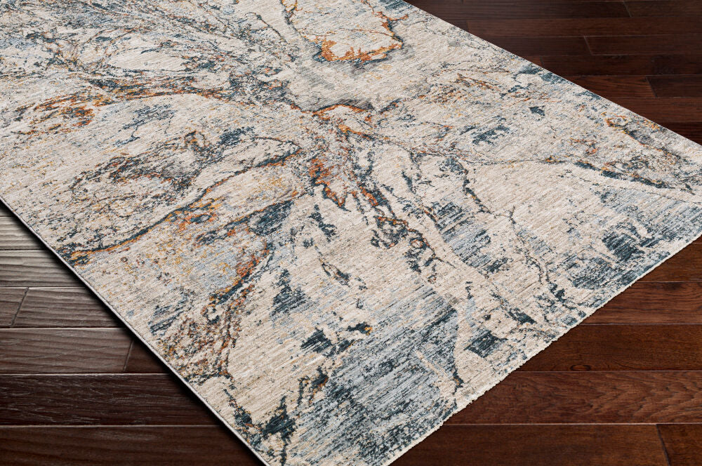 Laila Cream/Teal Machine Woven Rug LAA-2316 - corner