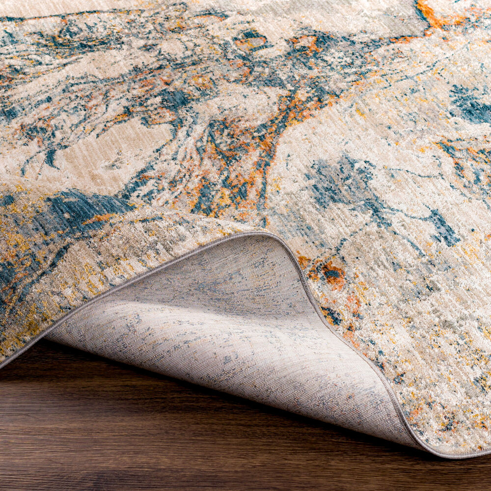 Laila Cream/Teal Machine Woven Rug LAA-2316 - fold