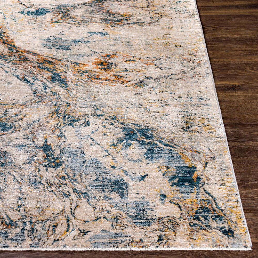 Laila Cream/Teal Machine Woven Rug LAA-2316 - front