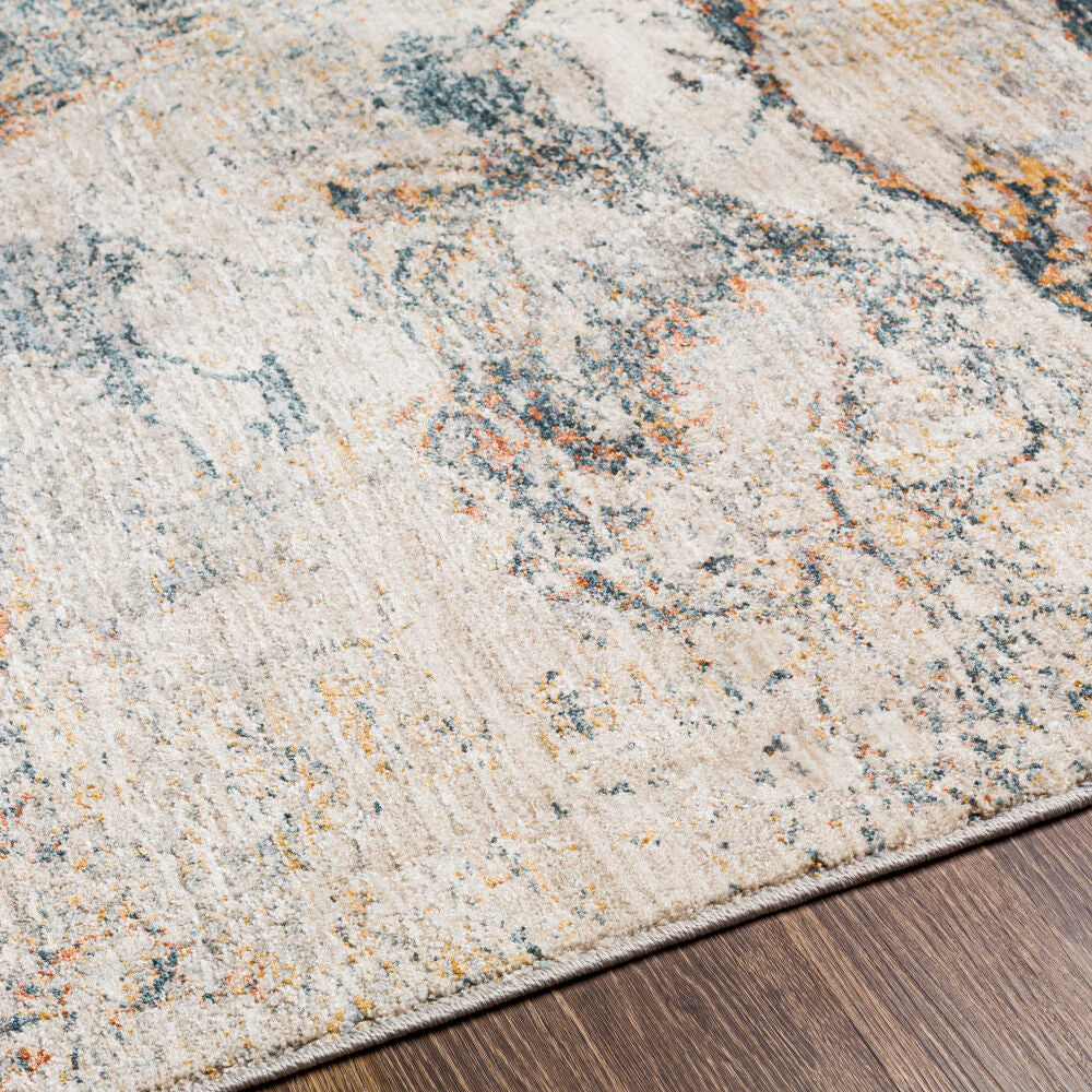 Laila Cream/Teal Machine Woven Rug LAA-2316 - texture