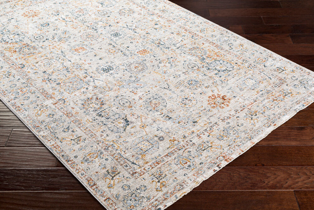 Laila Cream/Teal Machine Woven Rug LAA-2317 - corner