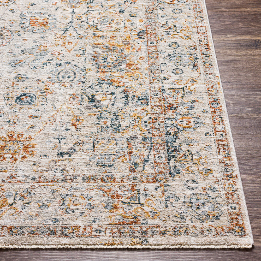 Laila Cream/Teal Machine Woven Rug LAA-2317 - front