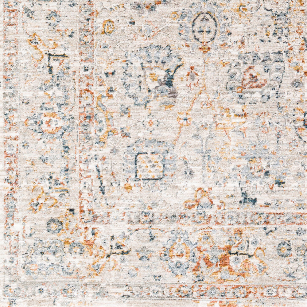 Laila Cream/Teal Machine Woven Rug LAA-2317 - swatch
