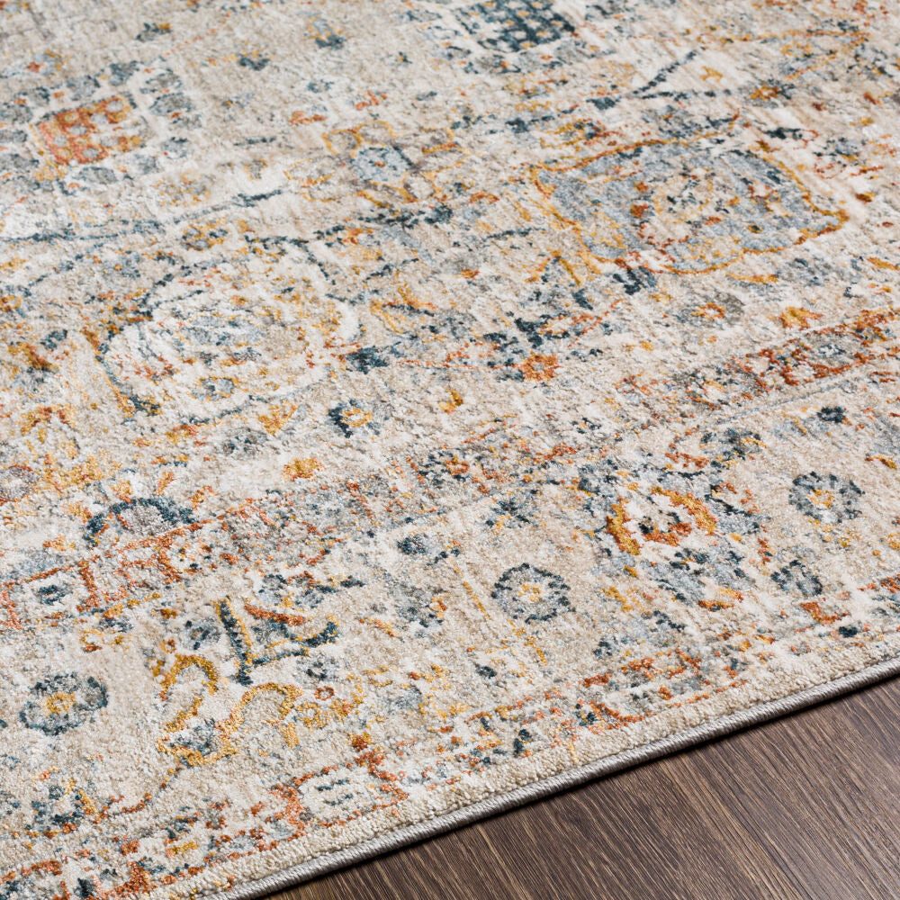 Laila Cream/Teal Machine Woven Rug LAA-2317 - texture