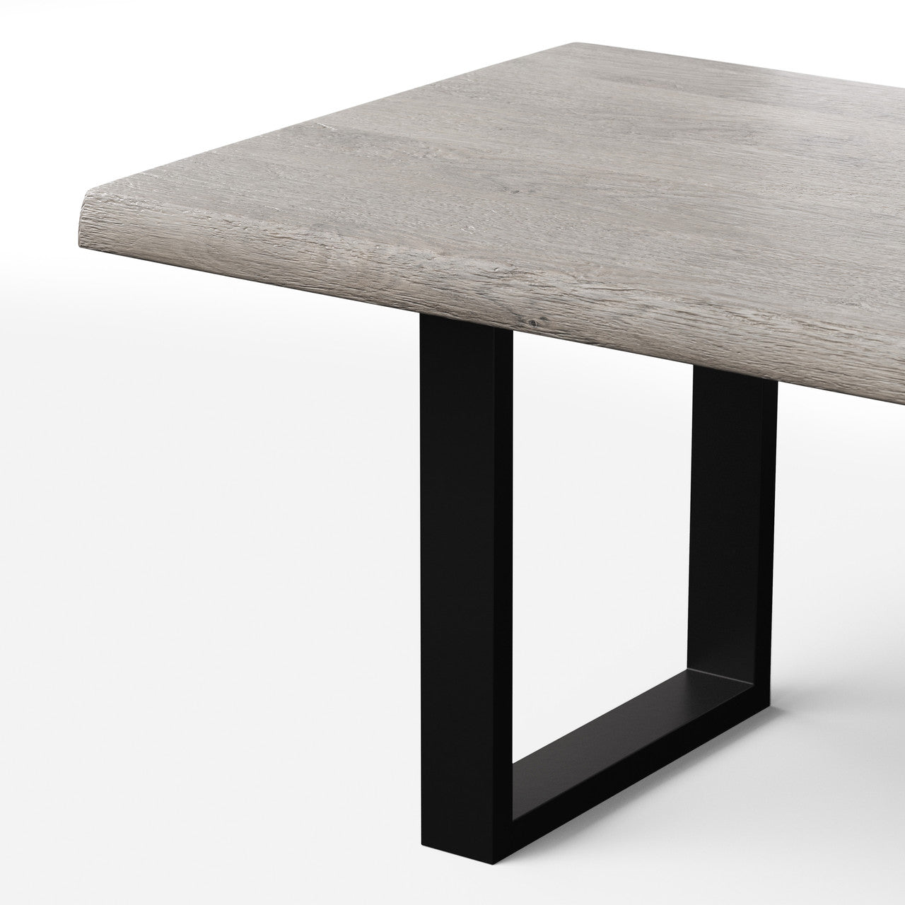 Brooks - Dining Table - U Base - 40" x 116" - Sandblasted Grey Top - Black Base