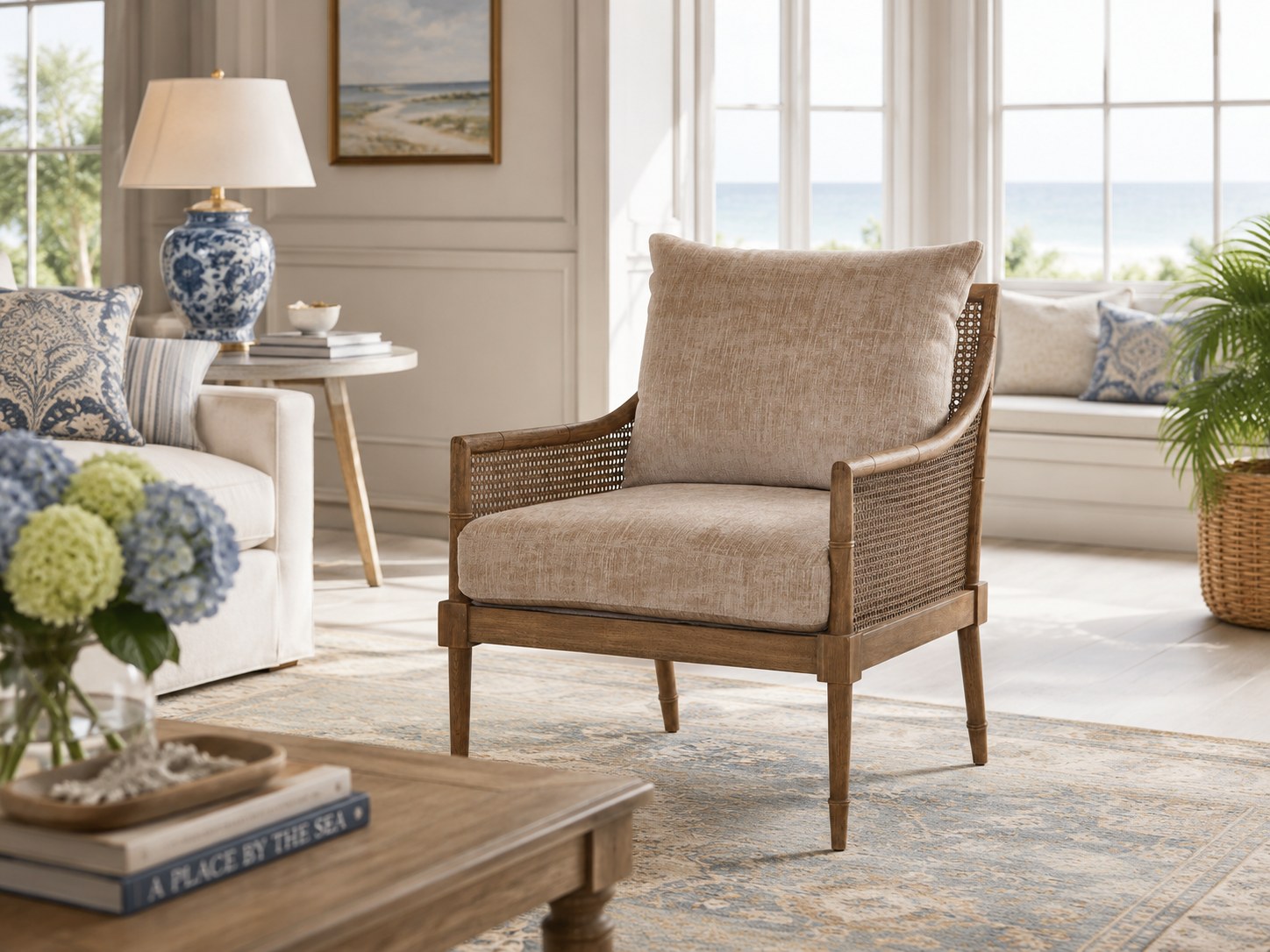 Largo Chair in Churchill Driftwood lifestyle image - Driftwood Coastal Traditional