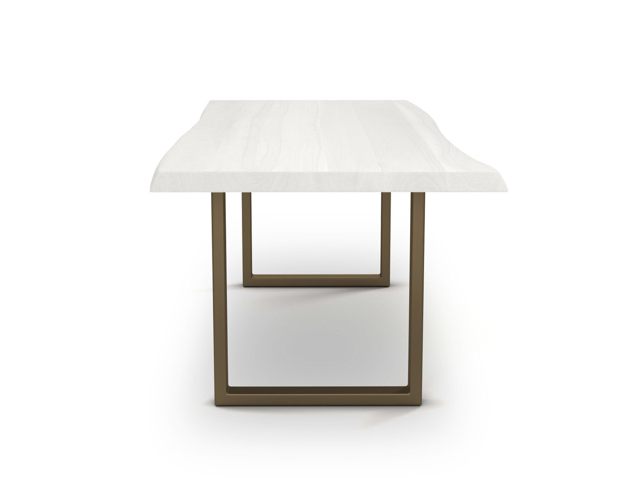 Brooks - Dining Table - U Base - 40" x 79" - White Wash Top - Brass Base