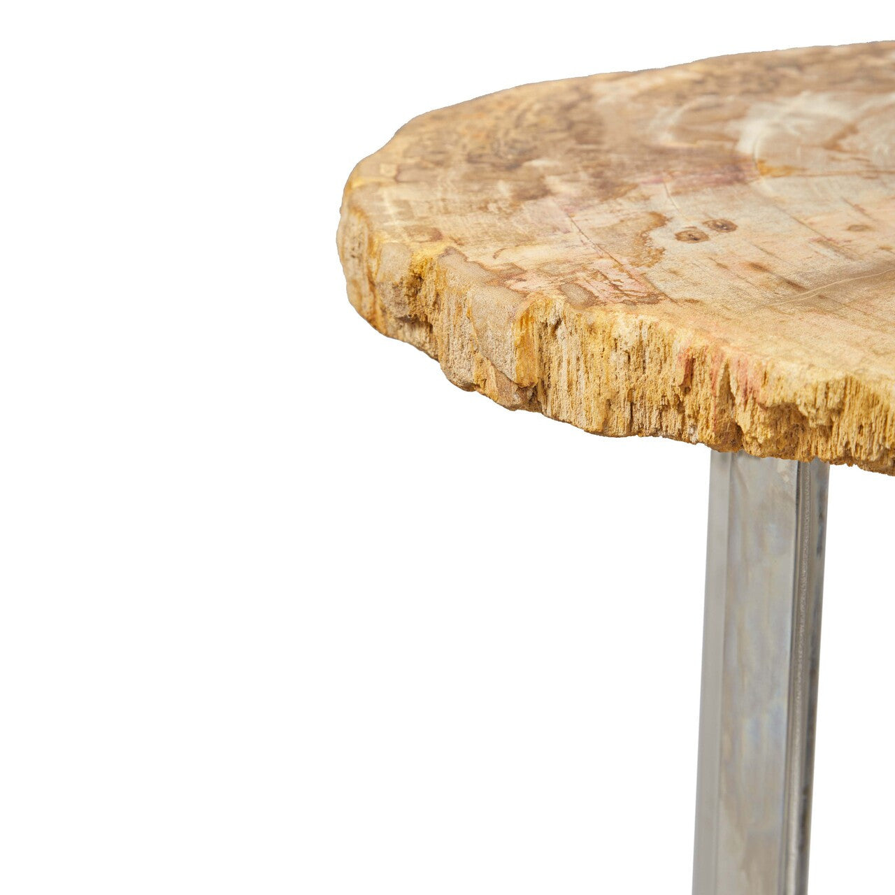 Relique - Eliza End Table - Polished Stainless Steel Base - Natural Light Top