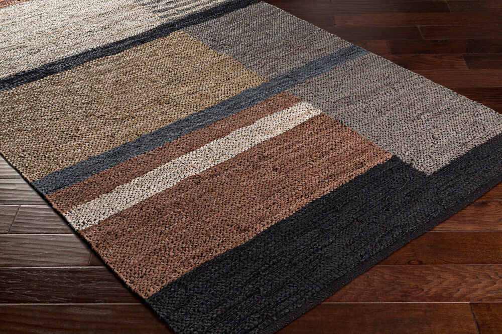 Lexington Black/Medium Gray Handmade Rug - corner