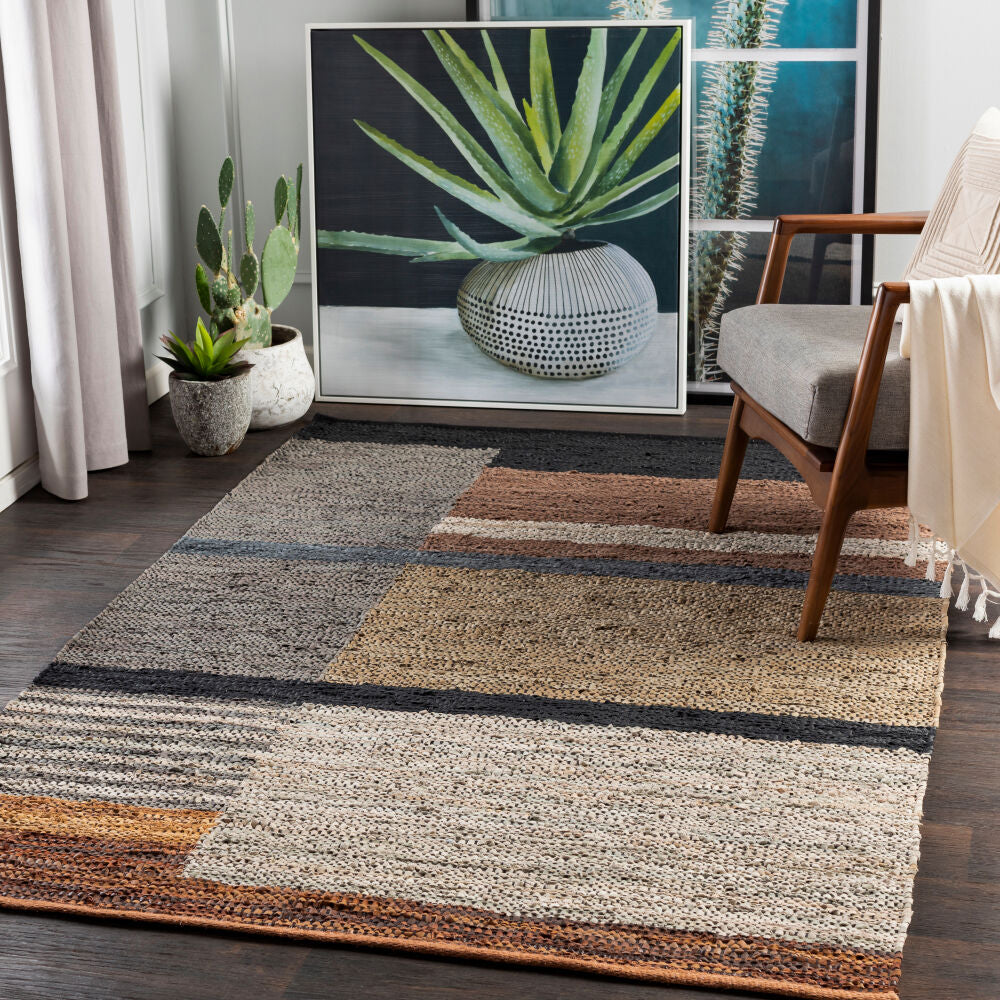 Lexington Black/Medium Gray Handmade Rug - roomscene