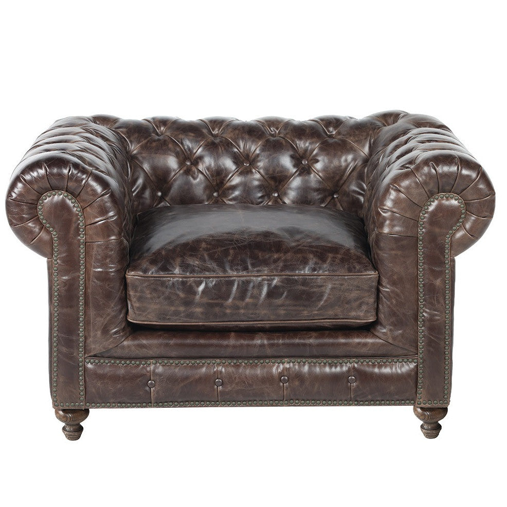 Warner Leather Chesterfield Arm Chair