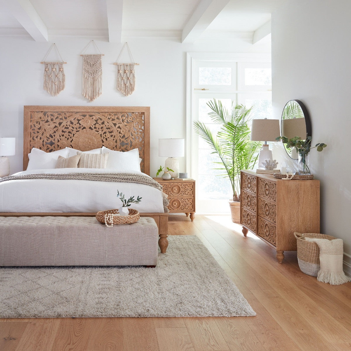 Andalusia Solid Wood Handcarved King Bed