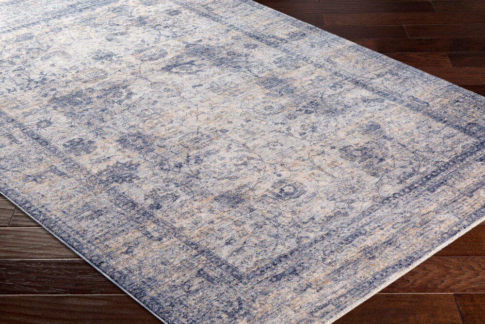 Lincoln Denim/White Machine Woven Rug LIC-2302 - corner