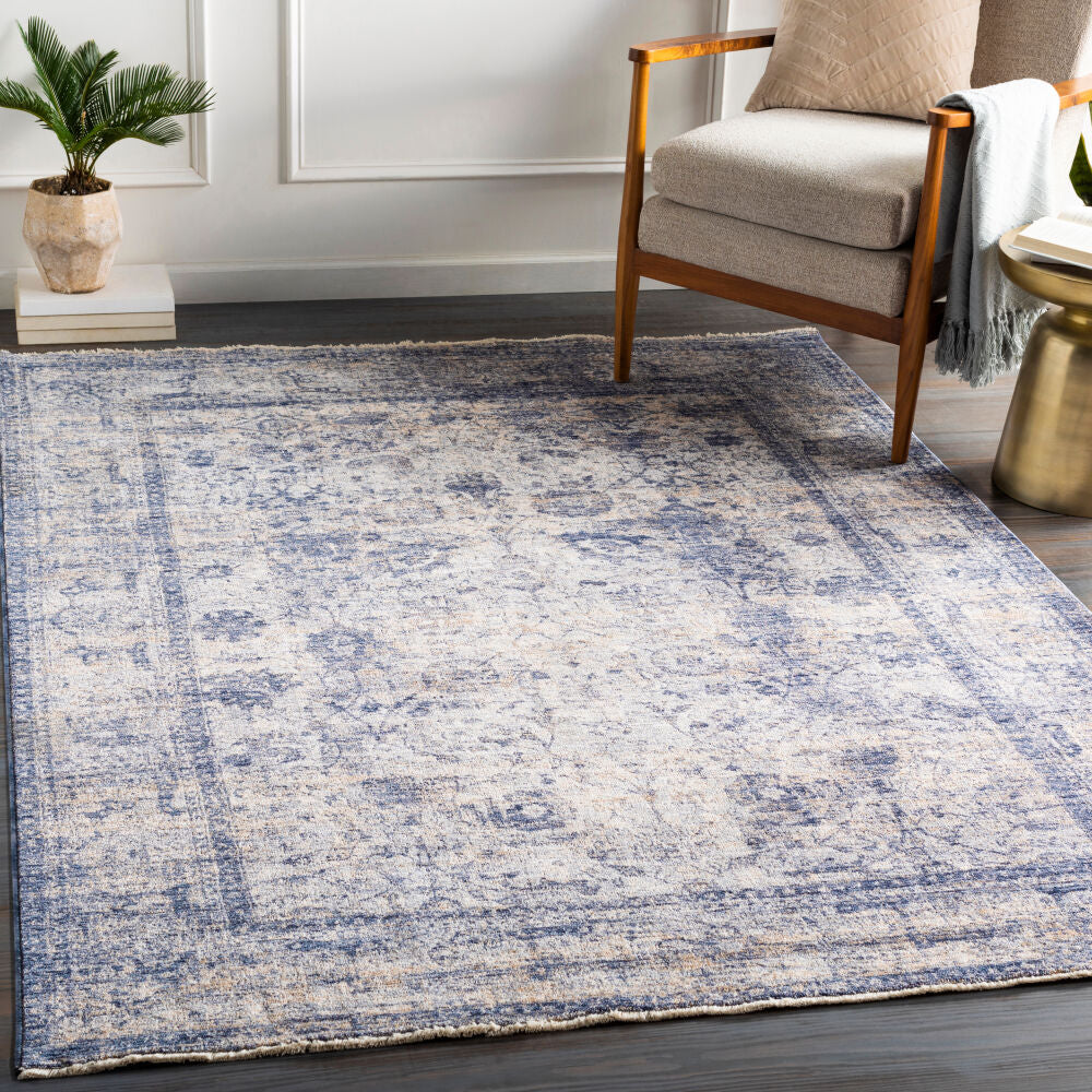 Lincoln Denim/White Machine Woven Rug LIC-2302 - roomscene