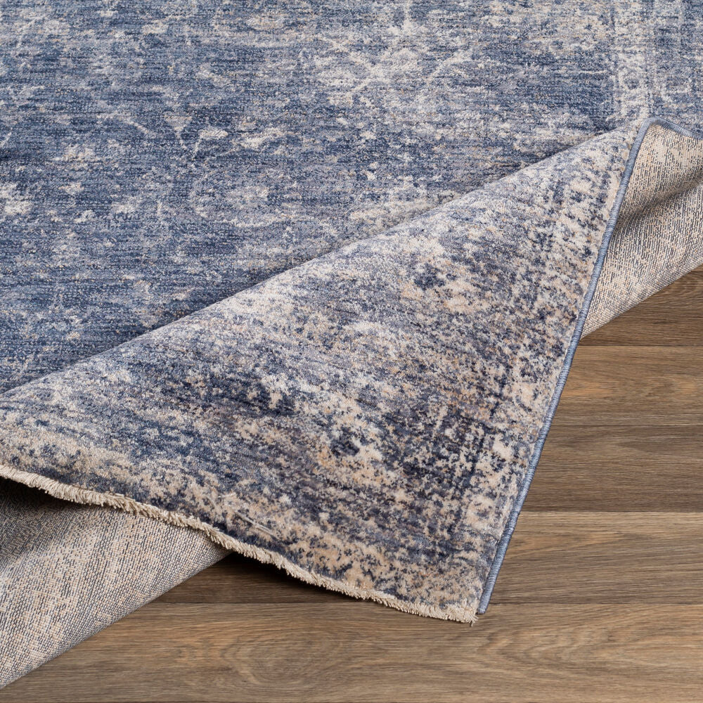 Lincoln Denim/White Machine Woven Rug LIC-2303 - fold