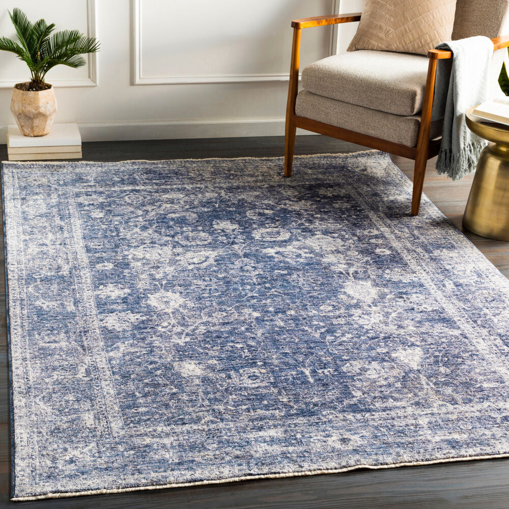 Lincoln Denim/White Machine Woven Rug LIC-2303 - roomscene
