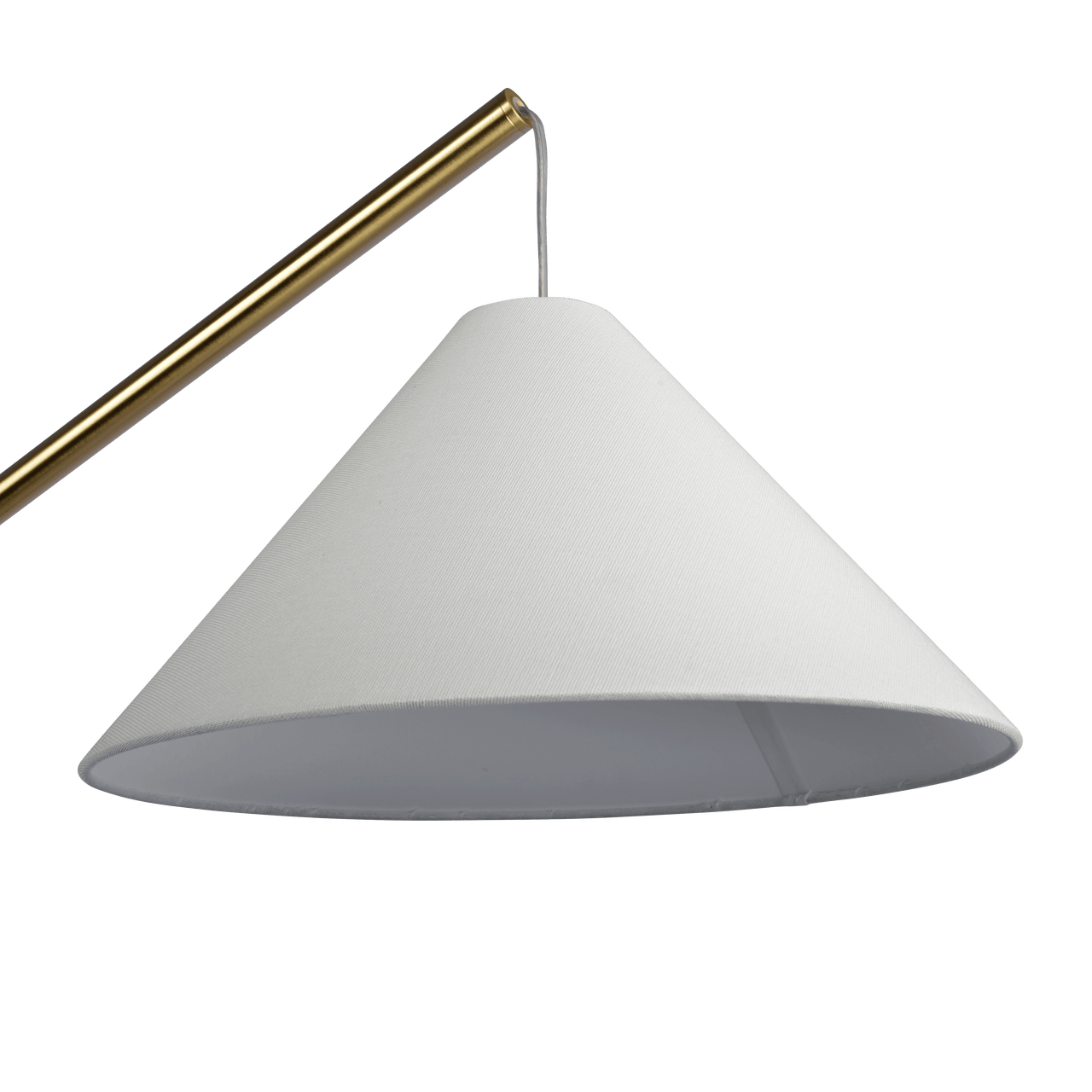 Lisbon Black Floor Lamp with On/Off Switch Coned Base Hanging White Fabric Shade