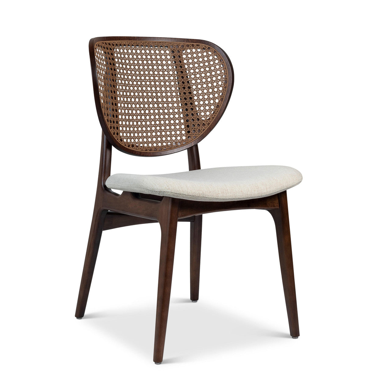 Modern Brazilian - Joelma - Cane Side Chair - Medley Ivory Seat - Nogal Frame - Nogal Cane Webbing