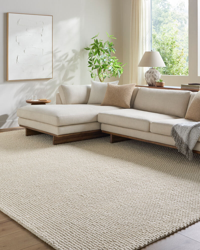 Lucerne Cream Handmade Rug - roomscene