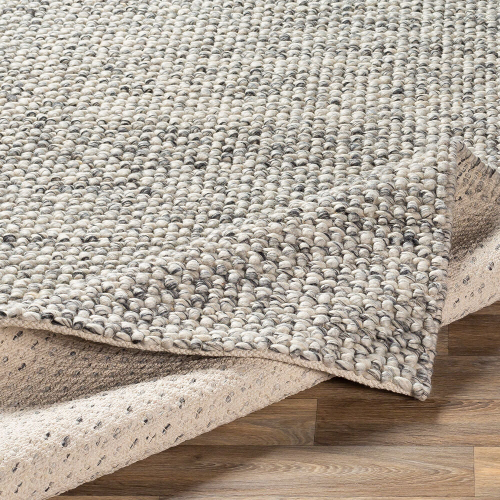 Lucerne Charcoal/Ivory Handmade Rug - fold