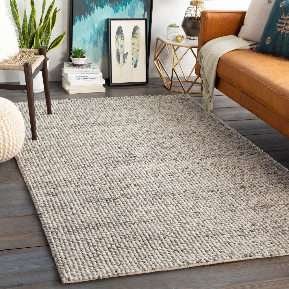 Lucerne Charcoal/Ivory Handmade Rug - roomscene