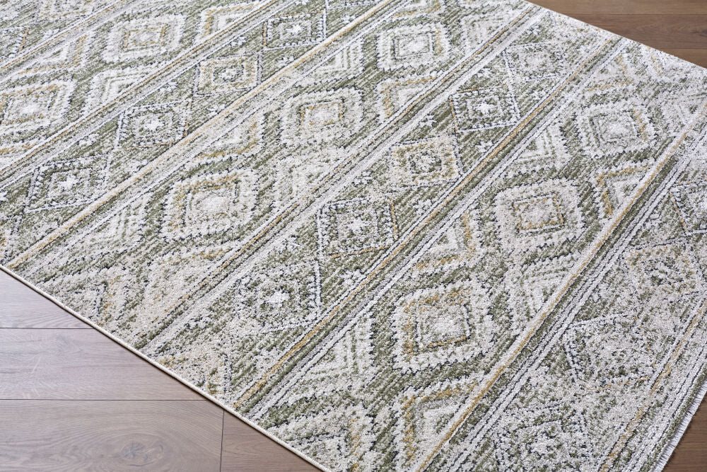 Lausanne Black/Olive Machine Woven Rug LNN-2315 - corner