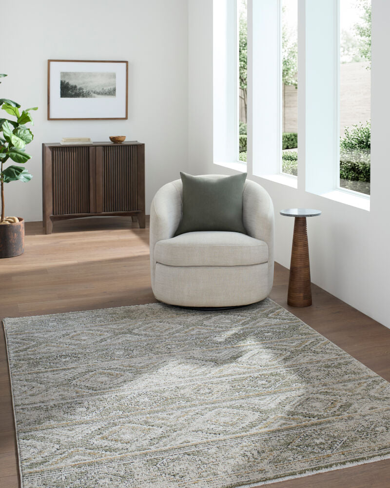 Lausanne Black/Olive Machine Woven Rug LNN-2315 - roomscene