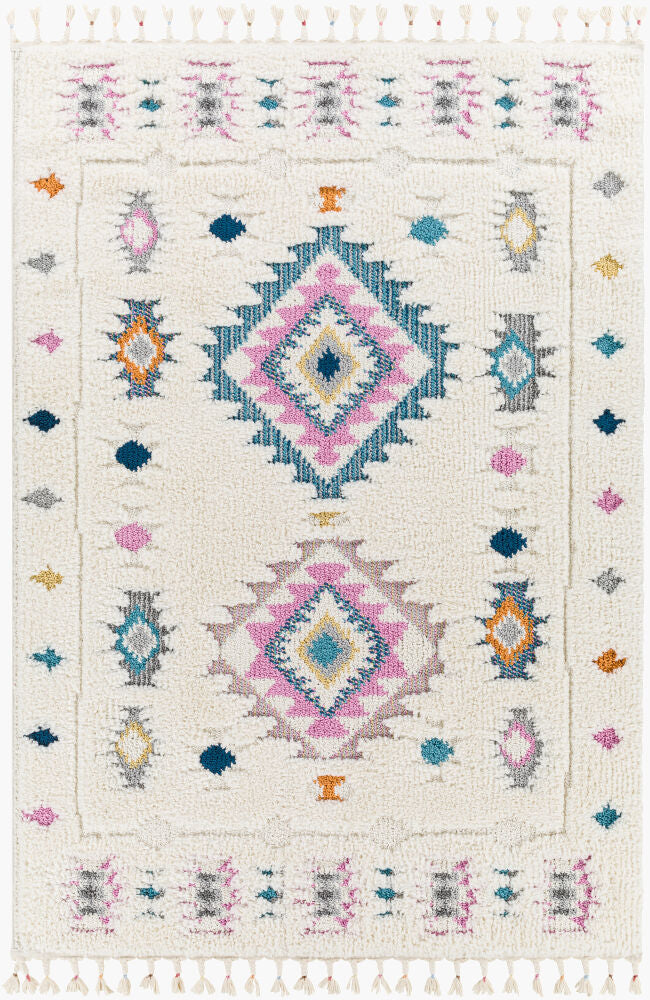 Lofty Aqua/Yellow Machine Woven Rug - 2' x 2'11"