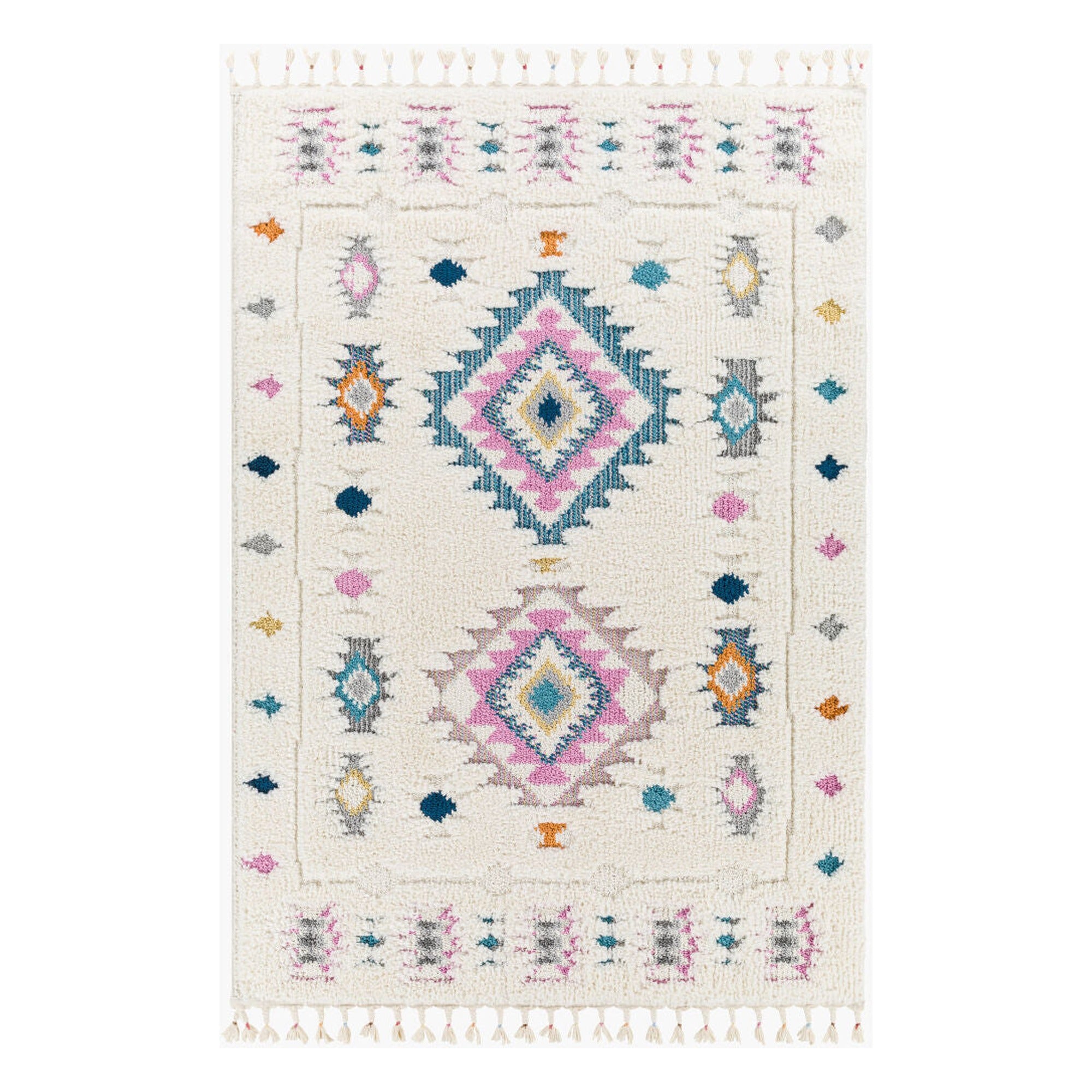 Lofty Aqua/Yellow Machine Woven Rug - 2' x 2'11"