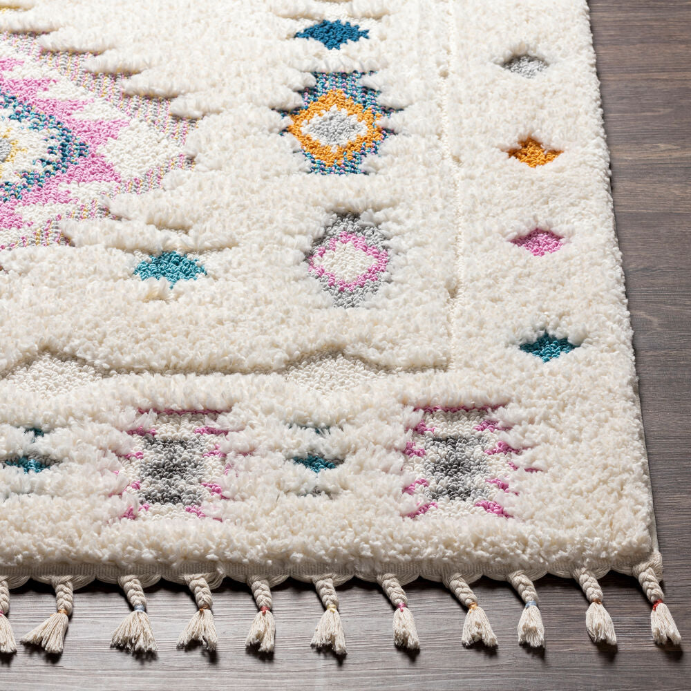 Lofty Aqua/Yellow Machine Woven Rug - front