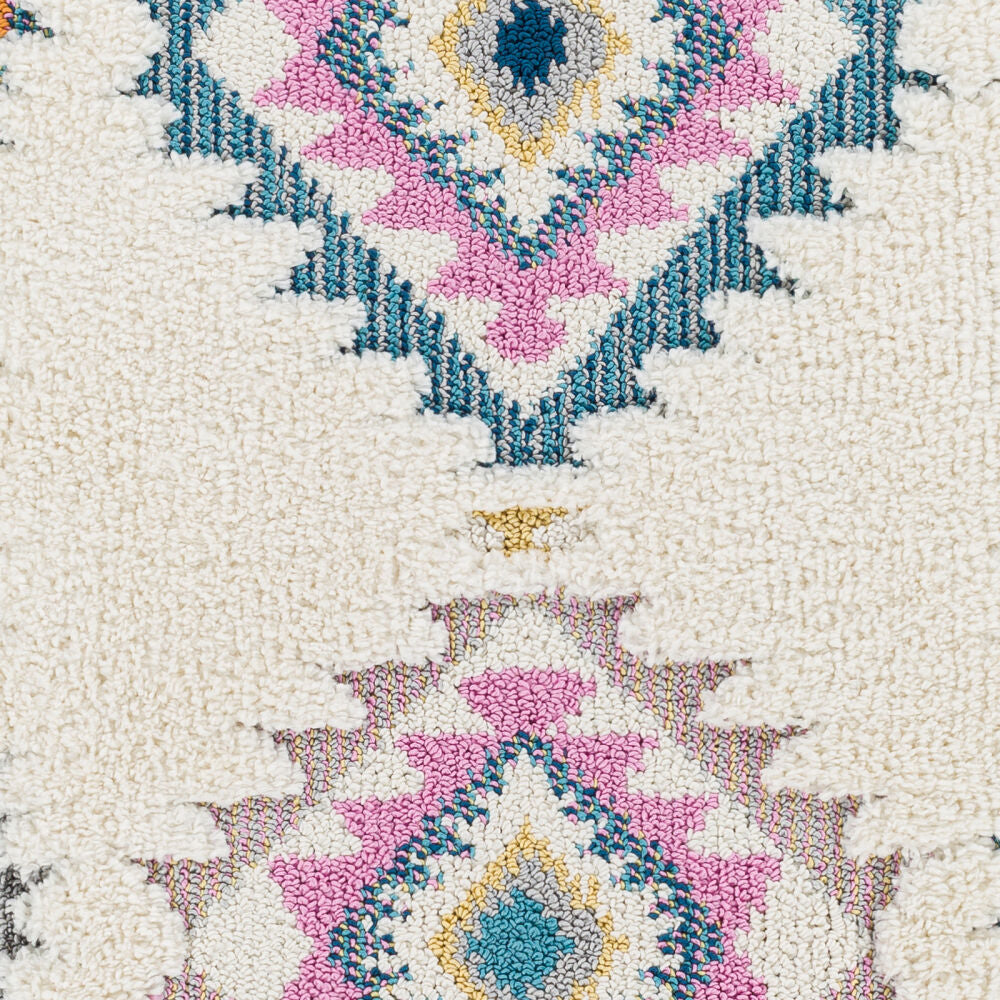 Lofty Aqua/Yellow Machine Woven Rug - swatch