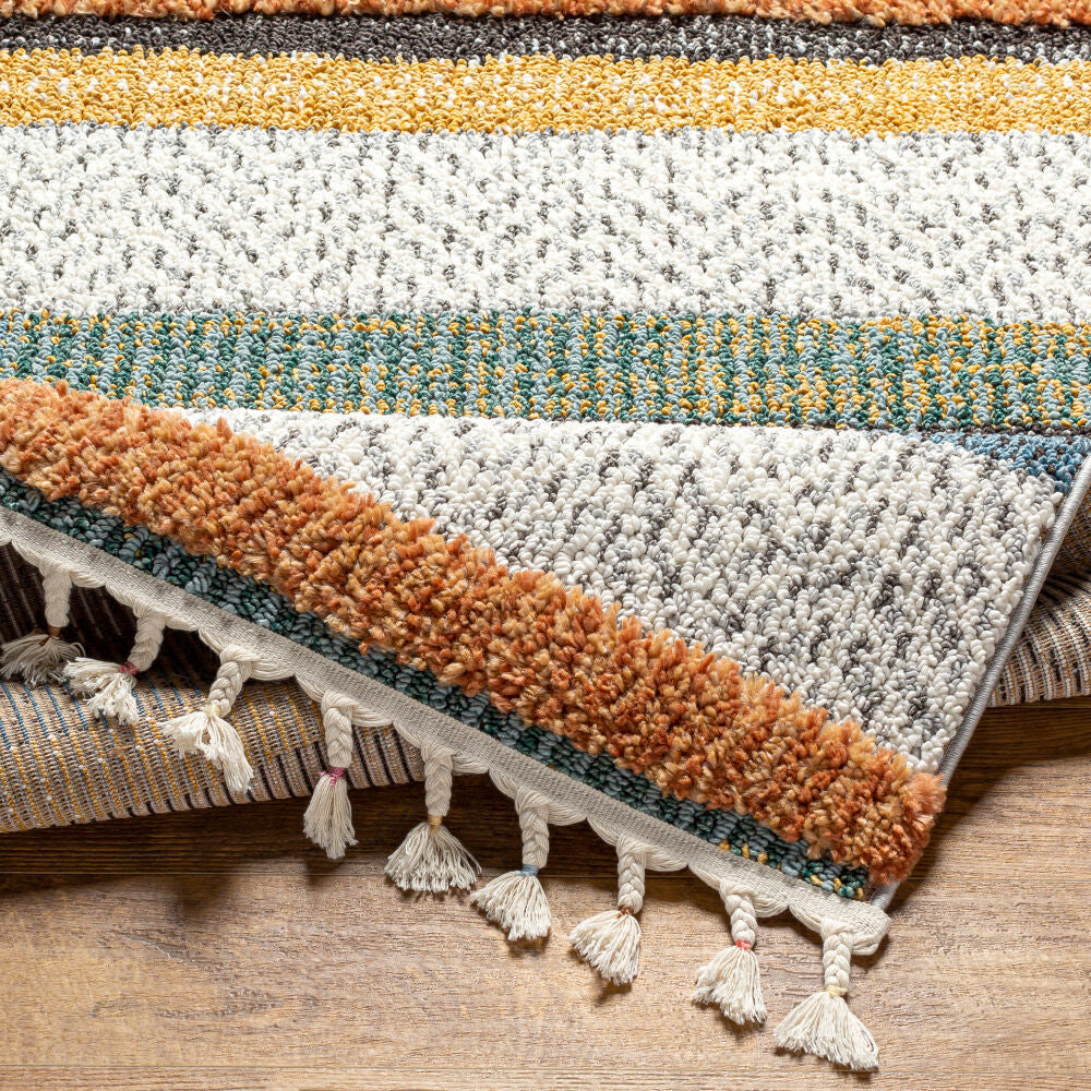 Lofty Black/Off-White Machine Woven Rug - fold