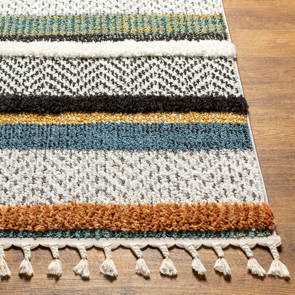Lofty Black/Off-White Machine Woven Rug - front