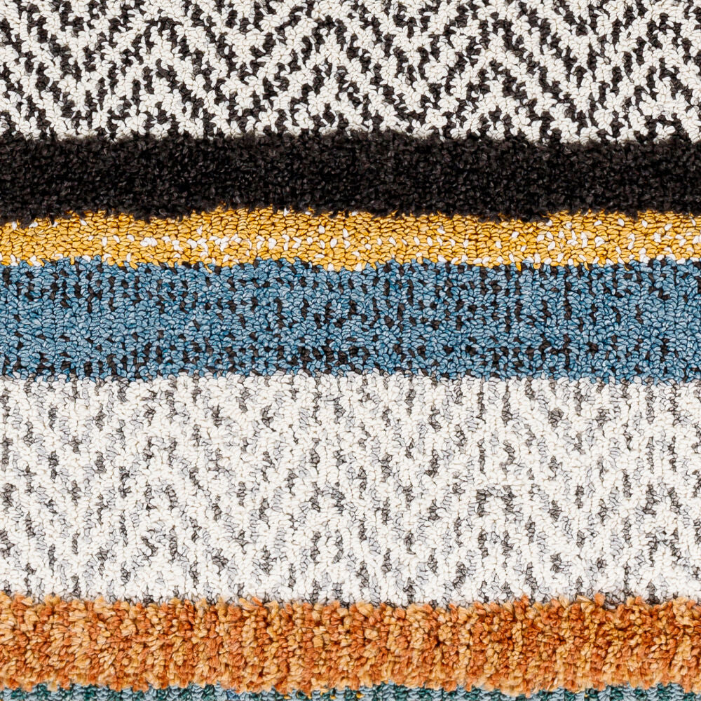 Lofty Black/Off-White Machine Woven Rug - swatch
