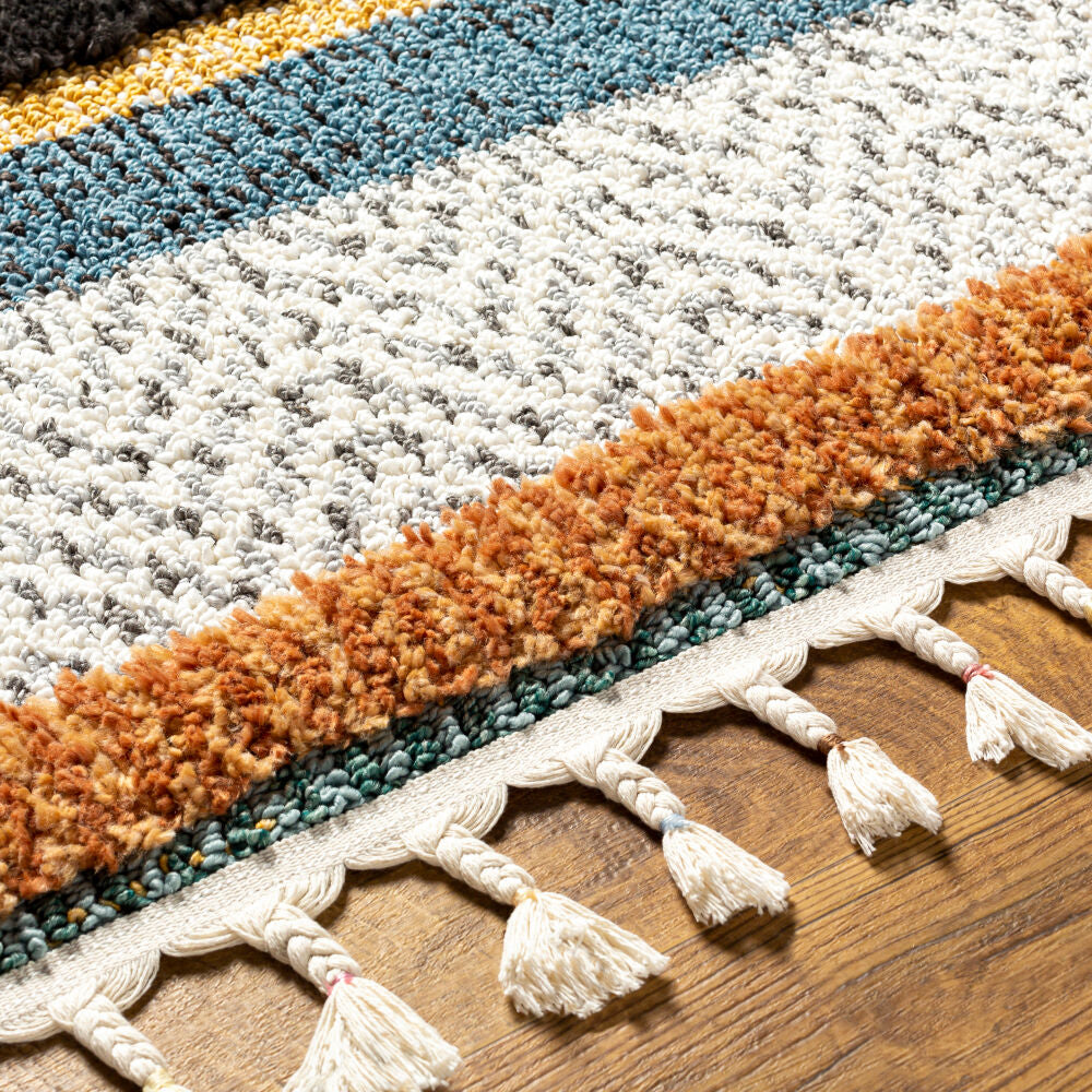 Lofty Black/Off-White Machine Woven Rug - texture