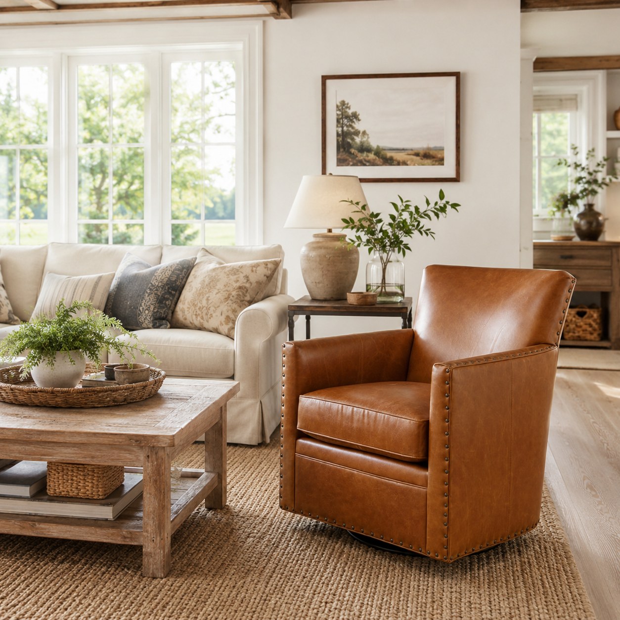 Logan Swivel Chair in Trends Coffee lifestyle image - Trends Coffee Transitional