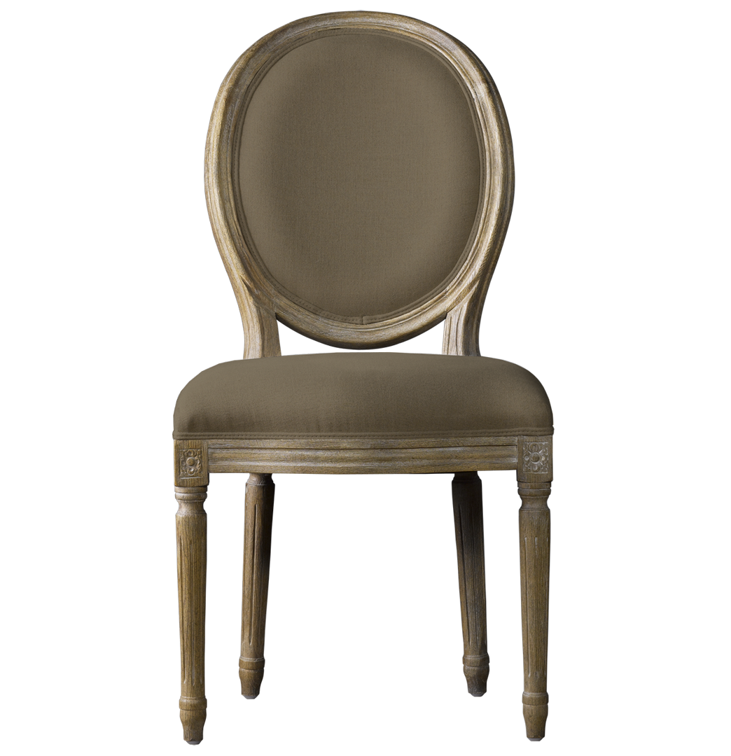 Louis Vintage Round Dining Side Chair- Linen