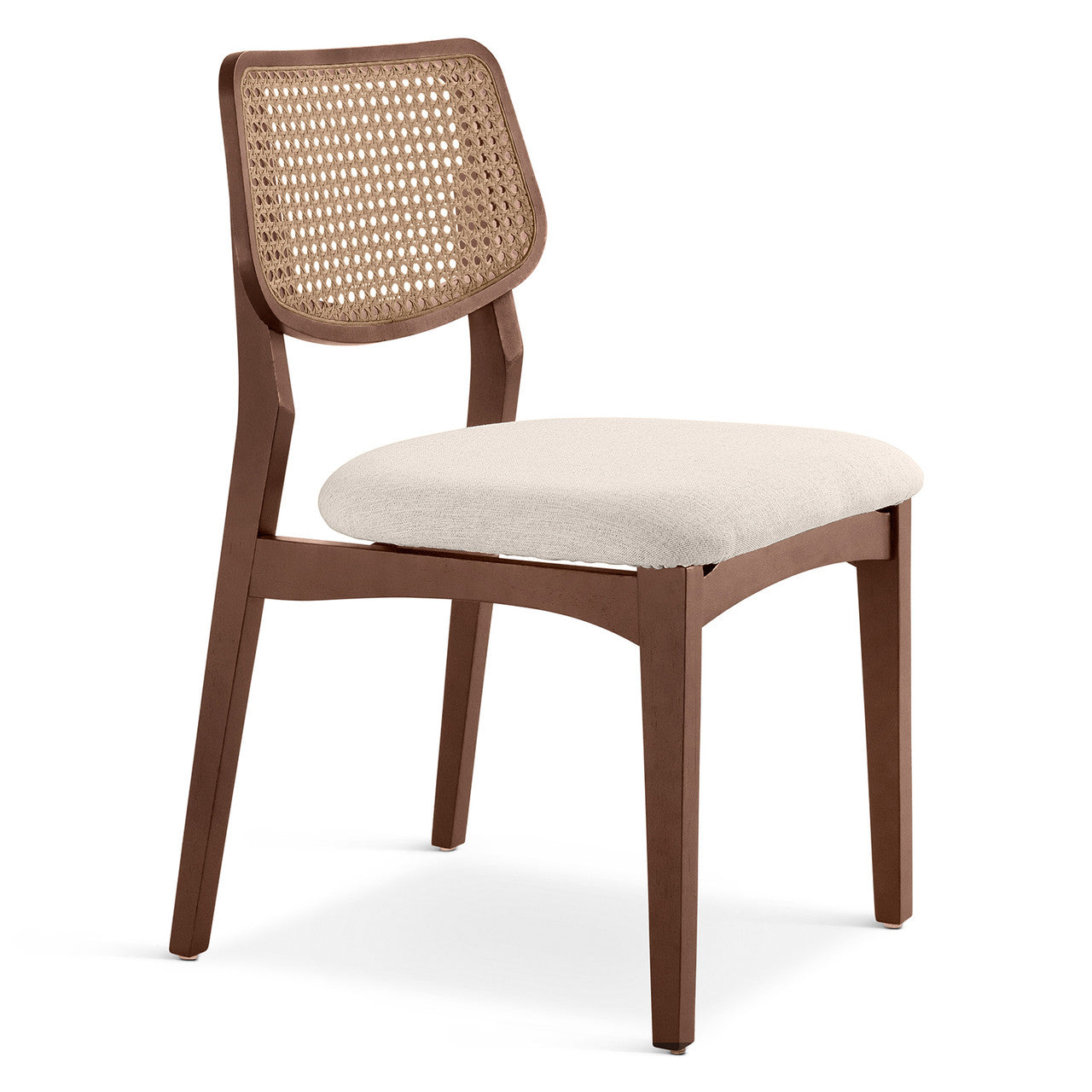 Modern Brazilian - Beth - Cane Side Chair - Medley Ivory Seat - Nogal Frame - Nogal Cane Webbing