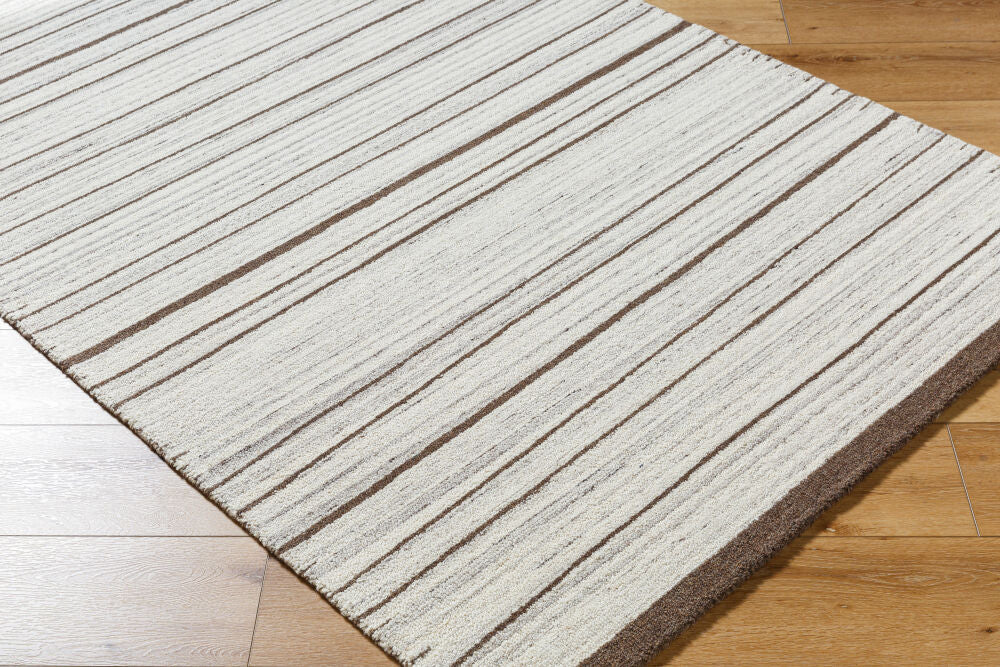 La Puna Dark Brown/White Handmade Rug - corner
