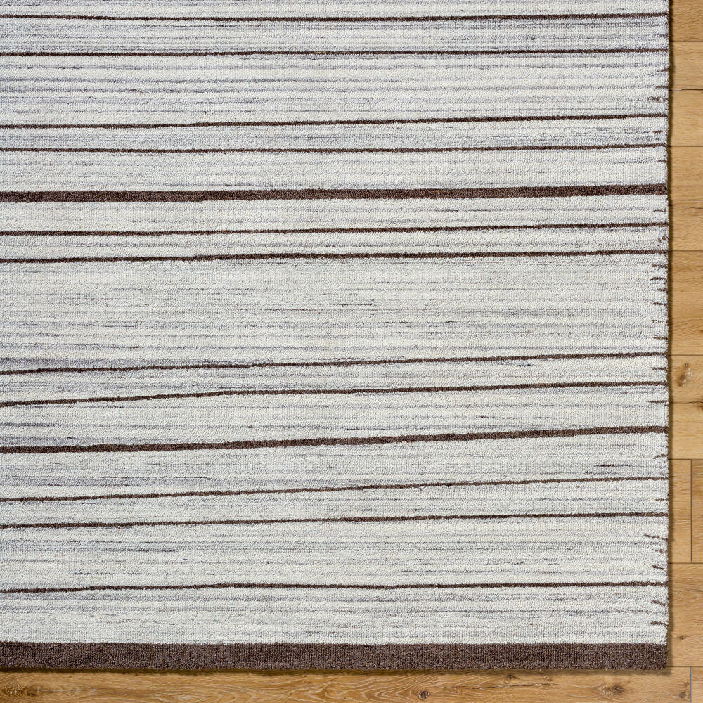 La Puna Dark Brown/White Handmade Rug - overhead
