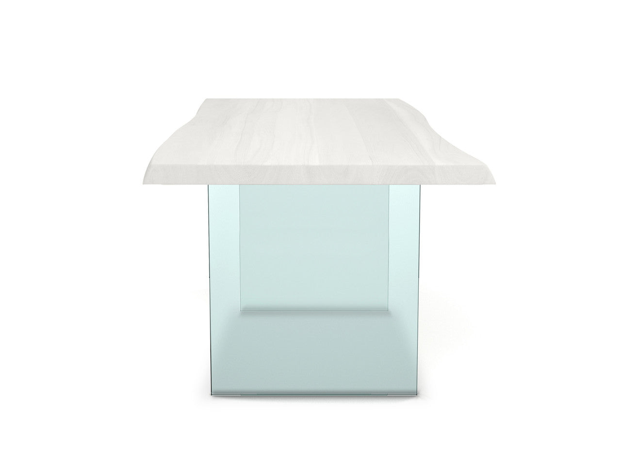 Brooks - Dining Table - Glass Base - 40" x 92" - White Wash Top - Clear Glass Base