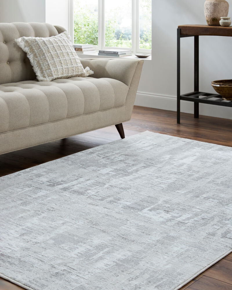 Lorenz Gray/Light Sage Machine Woven Rug - roomscene