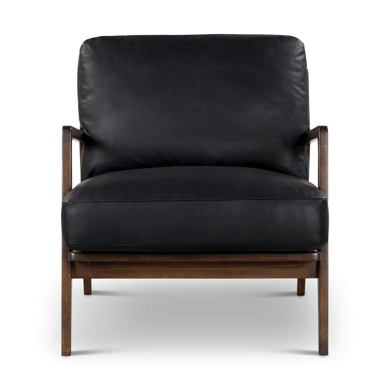 Metro - Carmelo Genuine Leather Accent Chair - Walnut/Black Genuine Leather