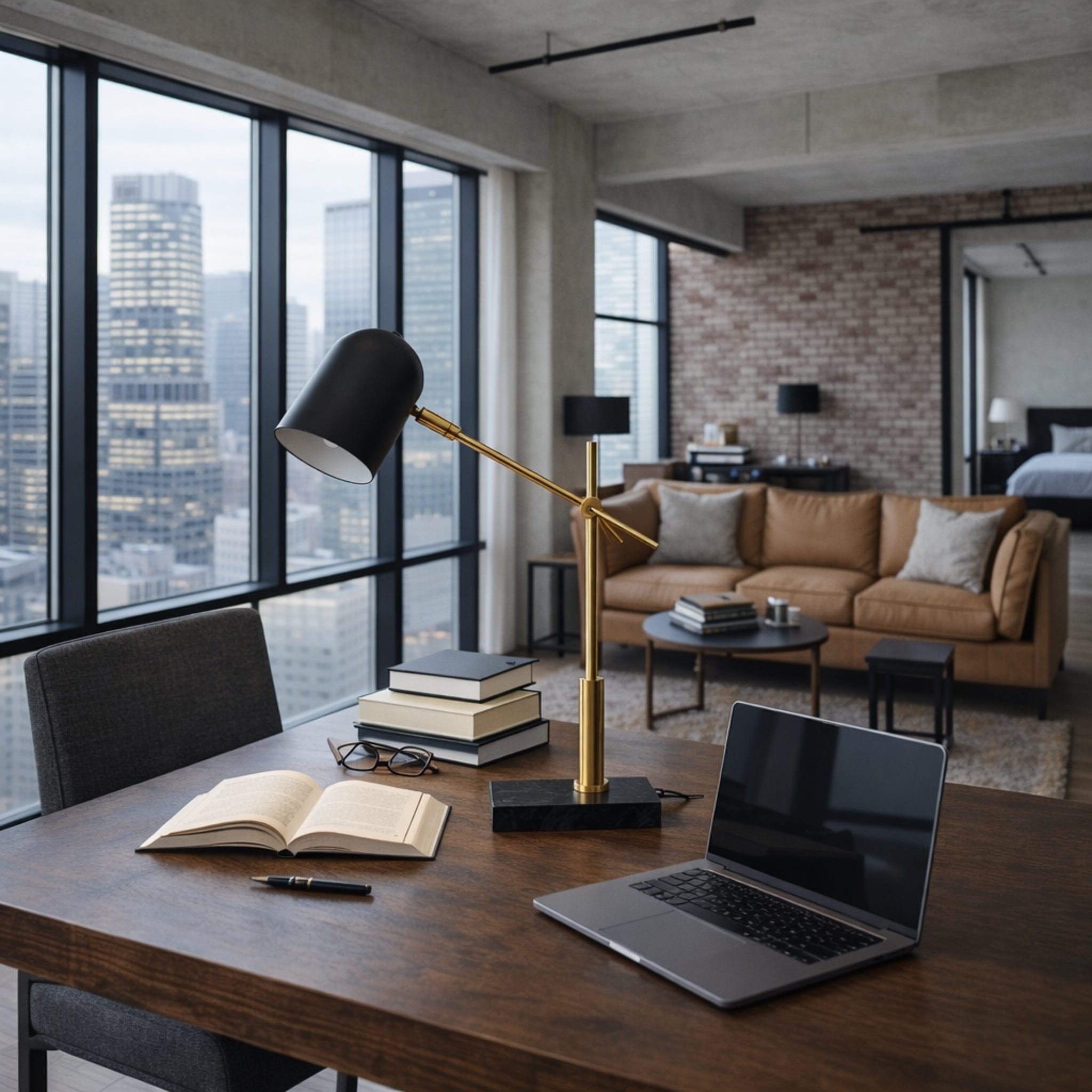Lumora Table Lamp | Adjustable Black and Gold Desk Lighting