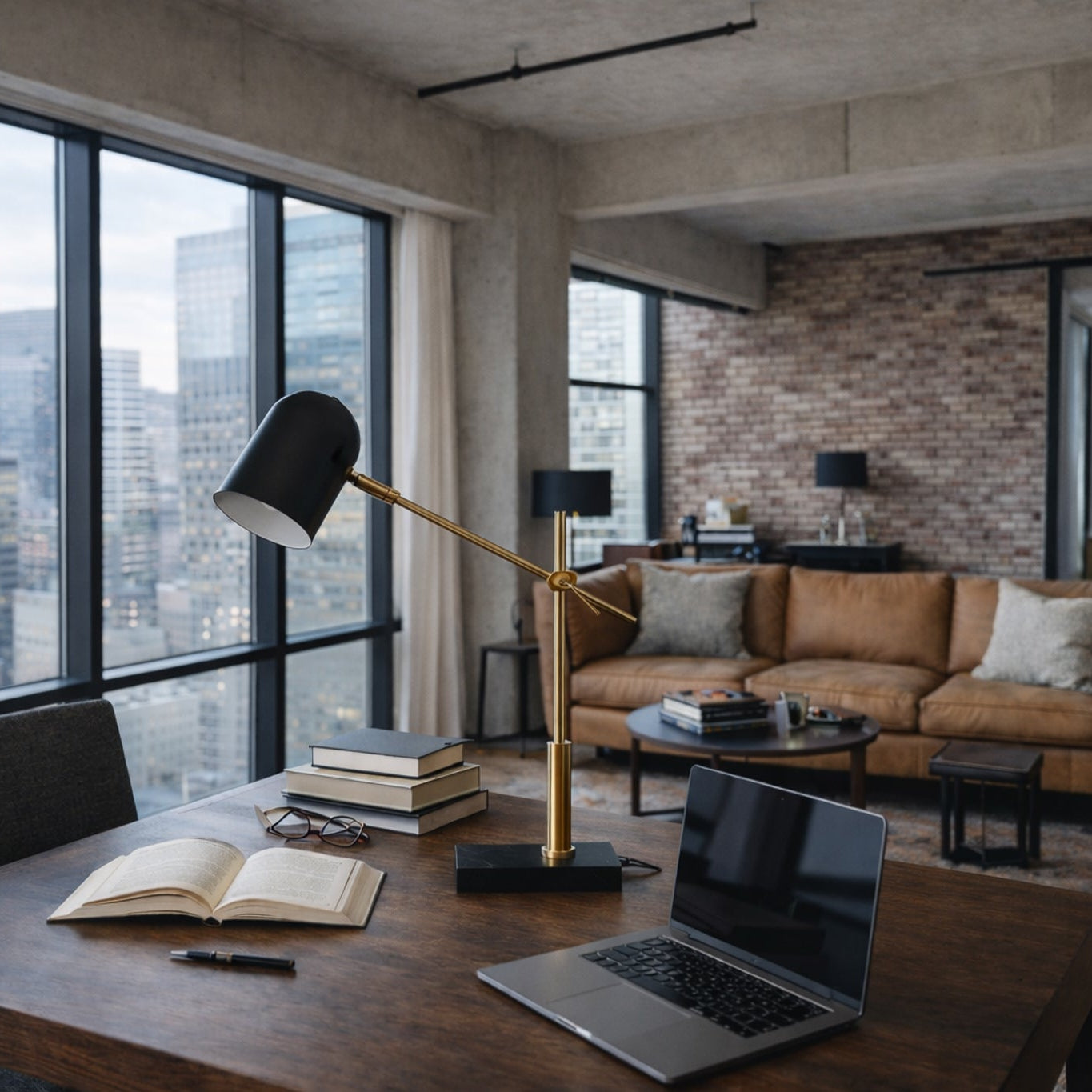 Lumora Table Lamp | Adjustable Black and Gold Desk Lighting