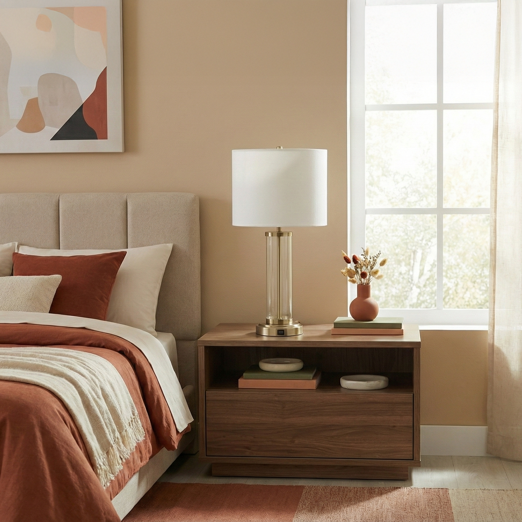 Luna Table Lamp | Brushed Nickel and Clear Glass Body