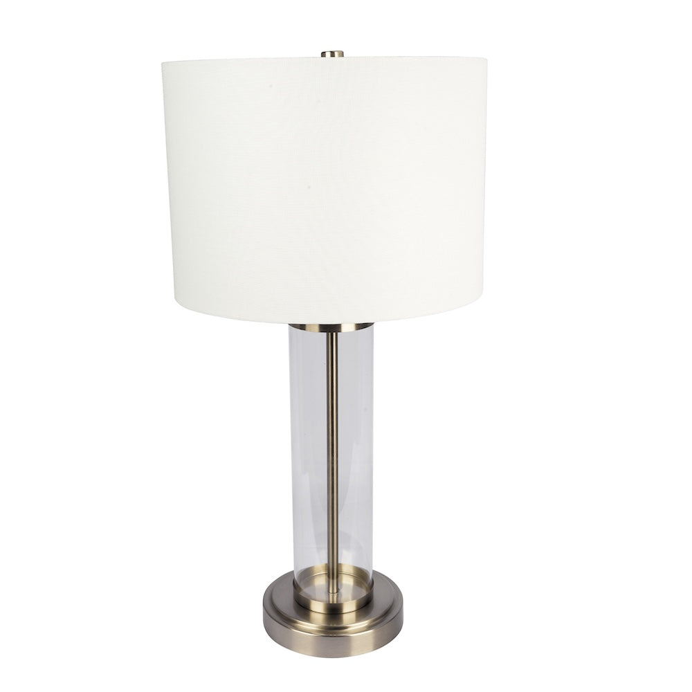 Luna Table Lamp | Brushed Nickel and Clear Glass Body