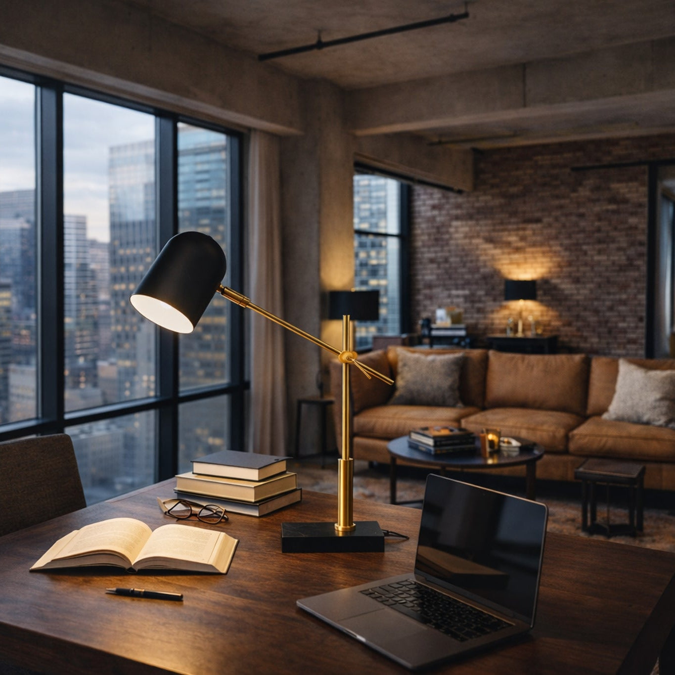 Lumora Table Lamp | Adjustable Black and Gold Desk Lighting