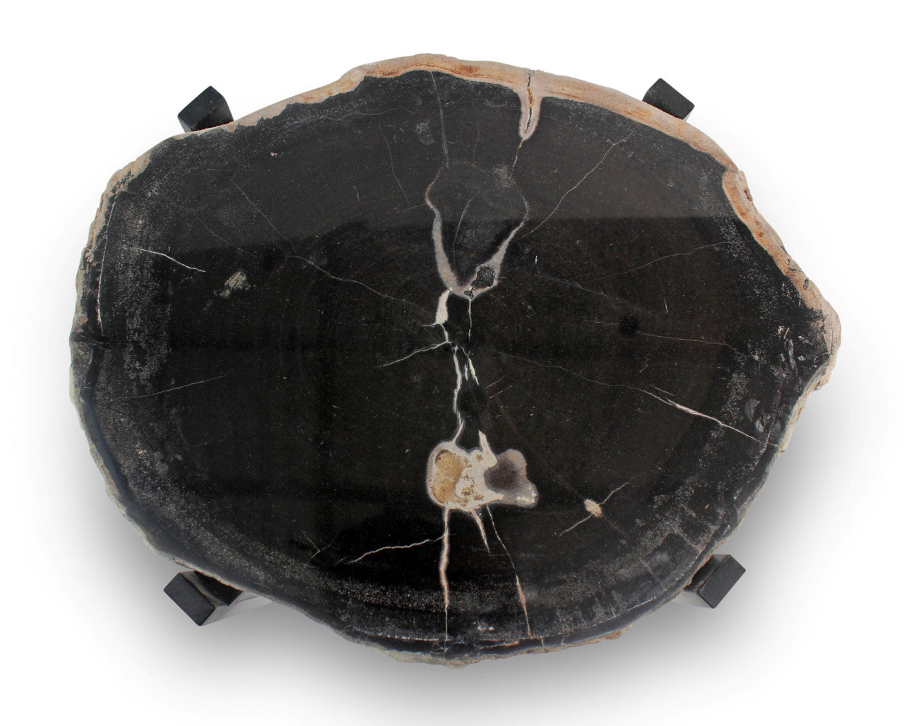 Relique - Milo End Table - Black Frame - Natural Dark Top