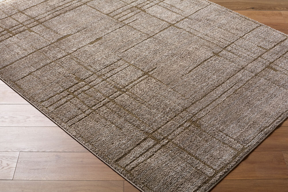 La Luna Dark Brown/Taupe Machine Woven Rug LUU-2305 - corner